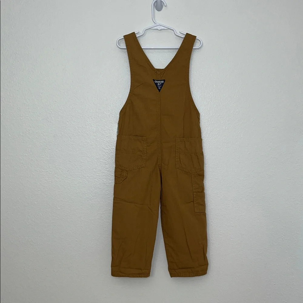 OshKosh B'gosh Toddler Lightweight Canvas Overalls Khaki 4T NWT